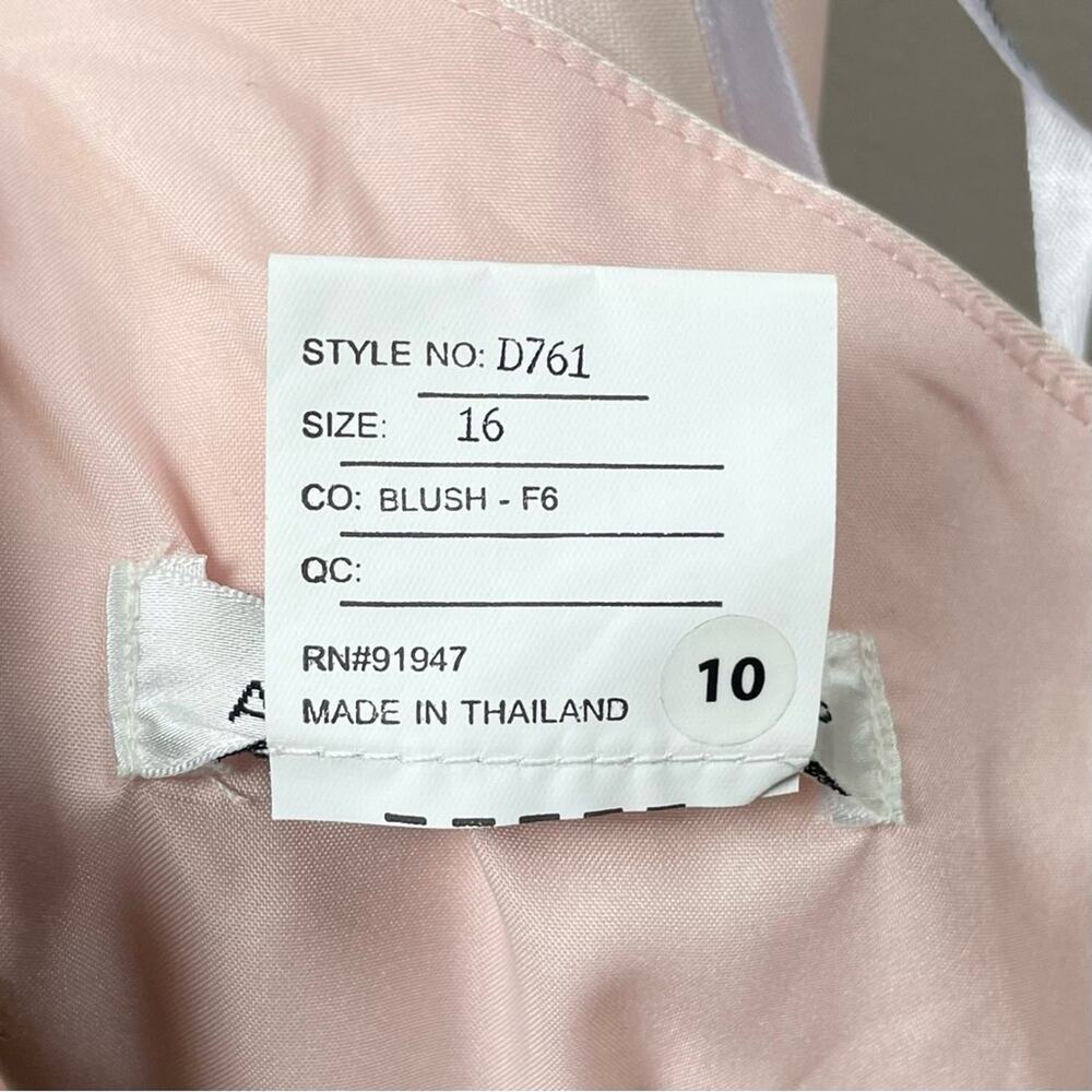 Alfred Sung V-Neck Halter Satin Trumpet Gown in Blush Pink Women's Size 16 $244 - Picture 7 of 8